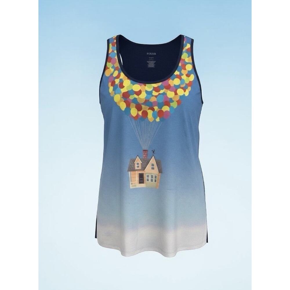 Torrid Size 4 4X Disney Pixar UP House Balloons Graphic Tank Top Blue Sleeveless